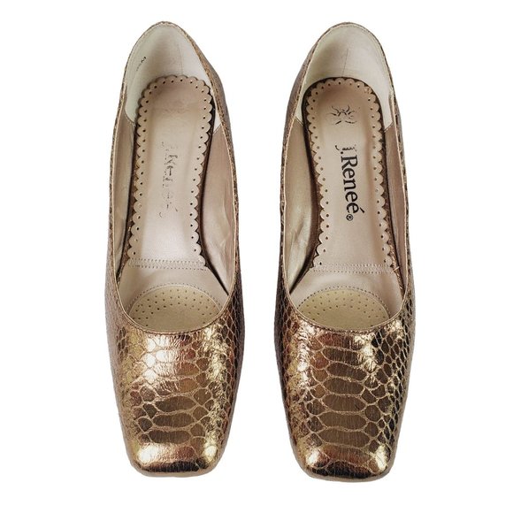 J. Renee Copper Snake Skin Padded Slipper Style Heel, Sz 6.5M - Picture 5 of 9